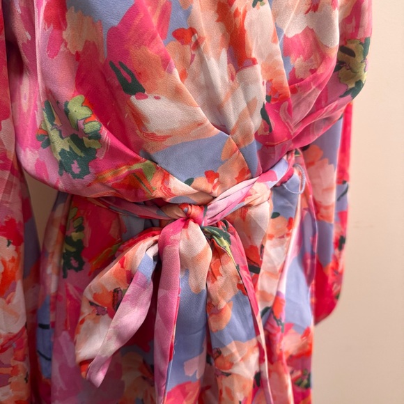 Tahari ASL Pink and Blue Floral Long Sleeve Dress - Picture 4 of 10